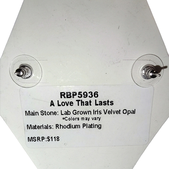 Bomb Party Rhodium Plating Iris Velvet Opal Earrings NWT/NOC - Picture 3 of 3